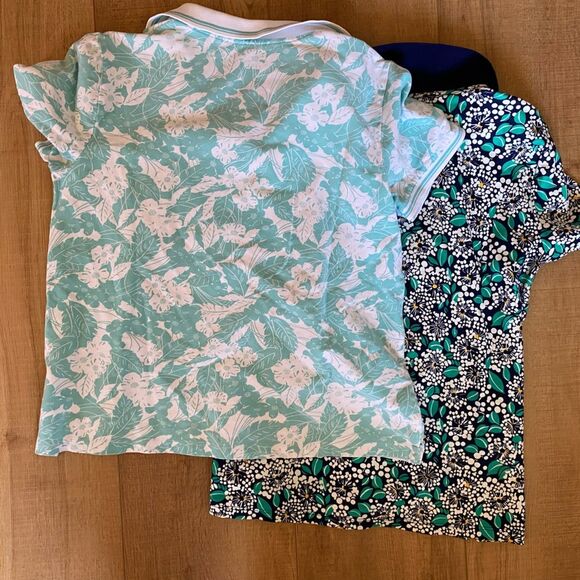 Bundle Lands End Medium Polo Blue Daisy Collared Shirts - Picture 2 of 7